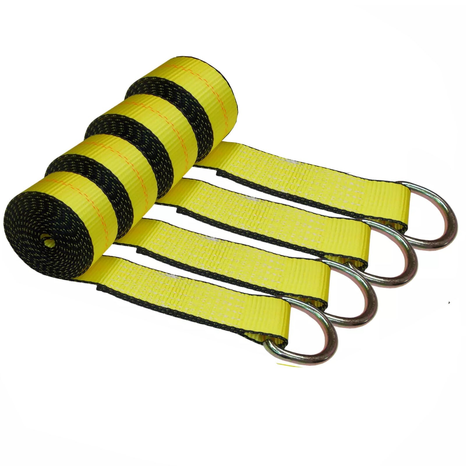 4 Pack 2" x 10' Lasso Strap w/ O Ring Auto Tie Down Wheel Lift Tow Truck Trailer