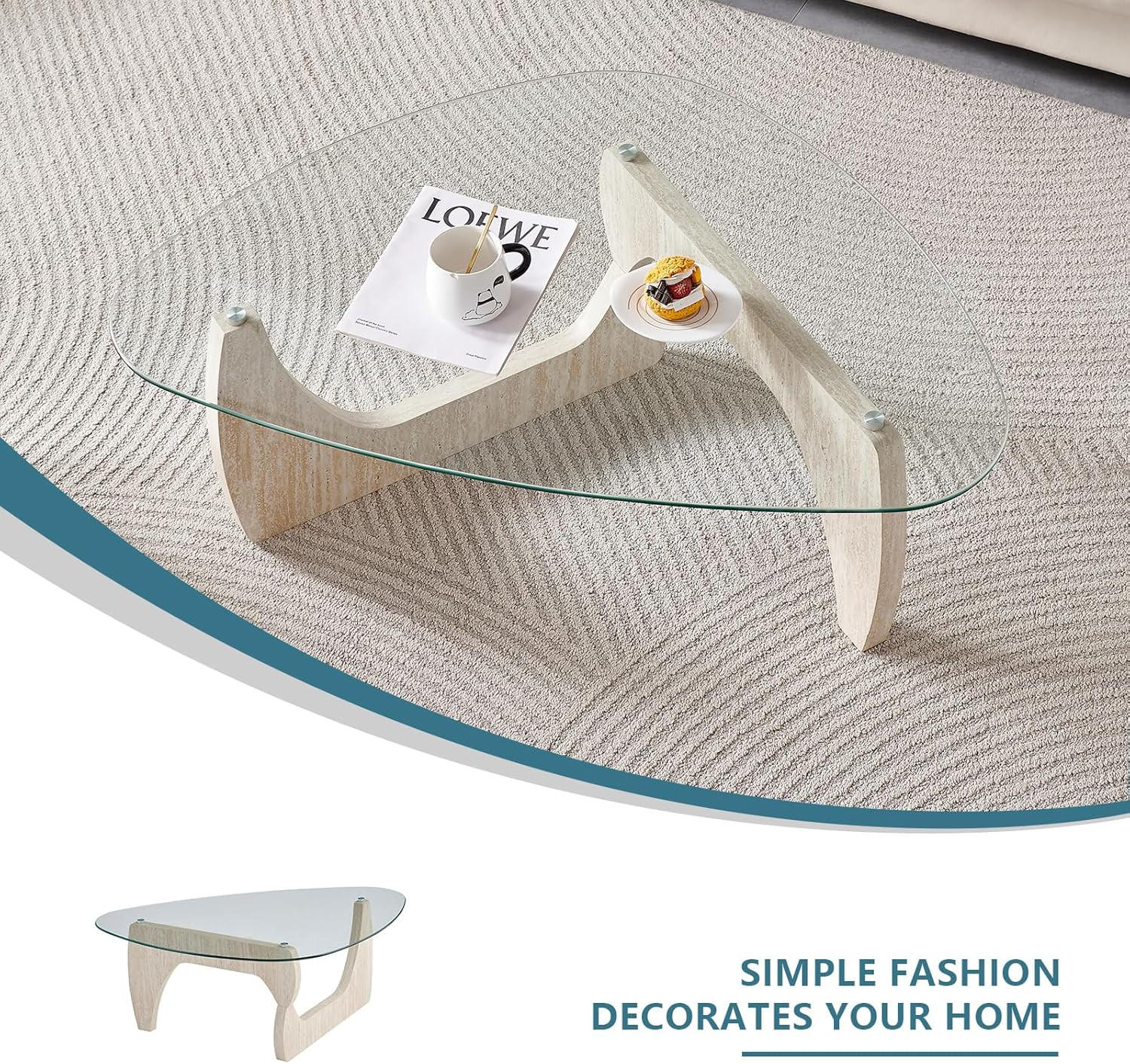 Wooden Coffee Table - Modern Marble Coffee Table， Contemporary, Stylish, High-En