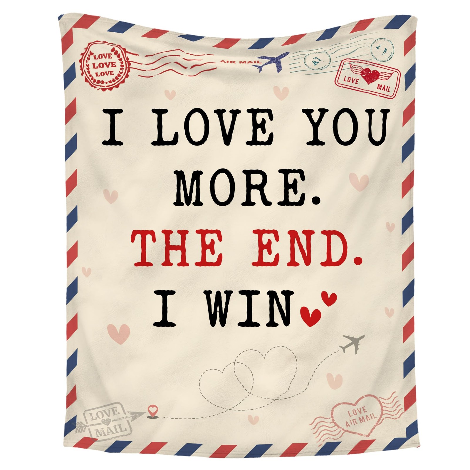 WRAPIX Valentines Day Gifts for Her Him - I Love You More 50x60 inches, I Win