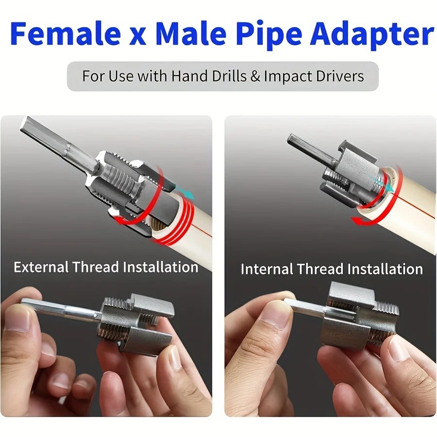 2pcs Integrated Internal & External Pipe Threading-Tool,PVC Pipe Threader Kit