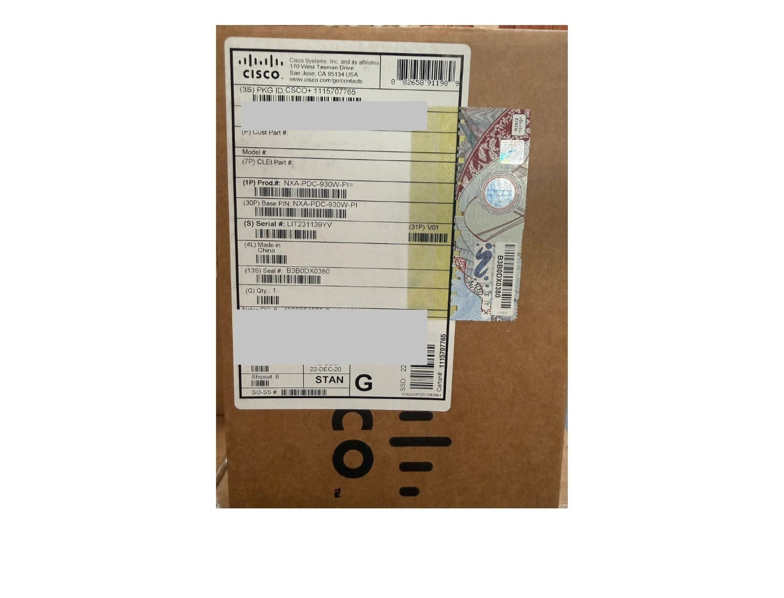 Cisco NXA-PDC-930W-PI Cisco Nexus 9000 930W DC PS, Port-side Exhaust