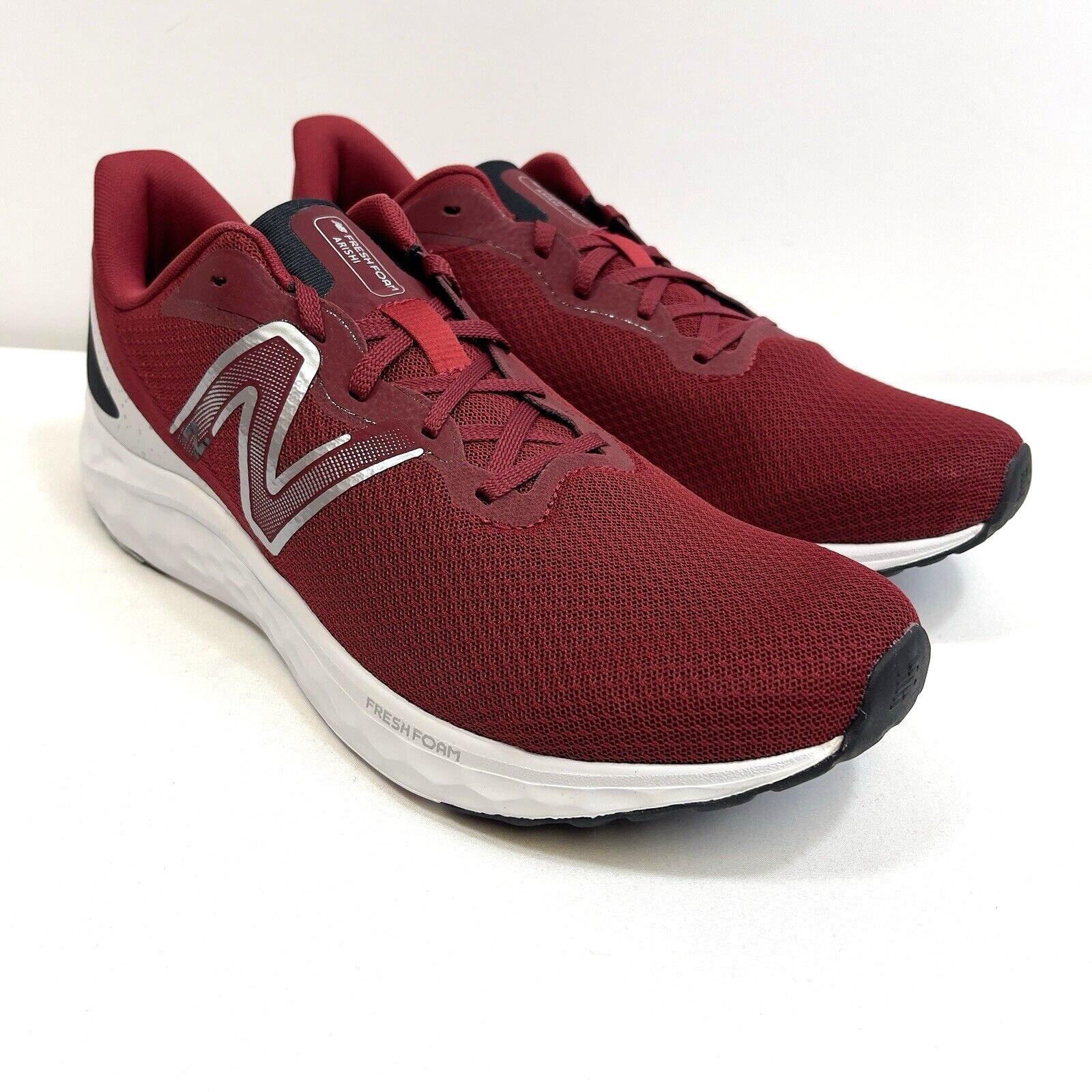New Balance Running Shoes Mens 12 Crimson Red White Arishi V4 Fresh Foam Sneaker