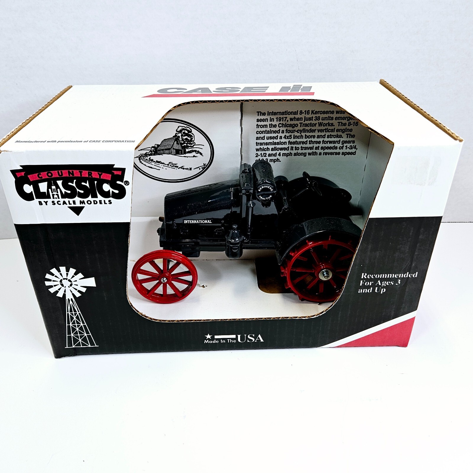 International 8-16 Kerosene Tractor Case IH Die Cast Metal Red USA Made 3+ Years