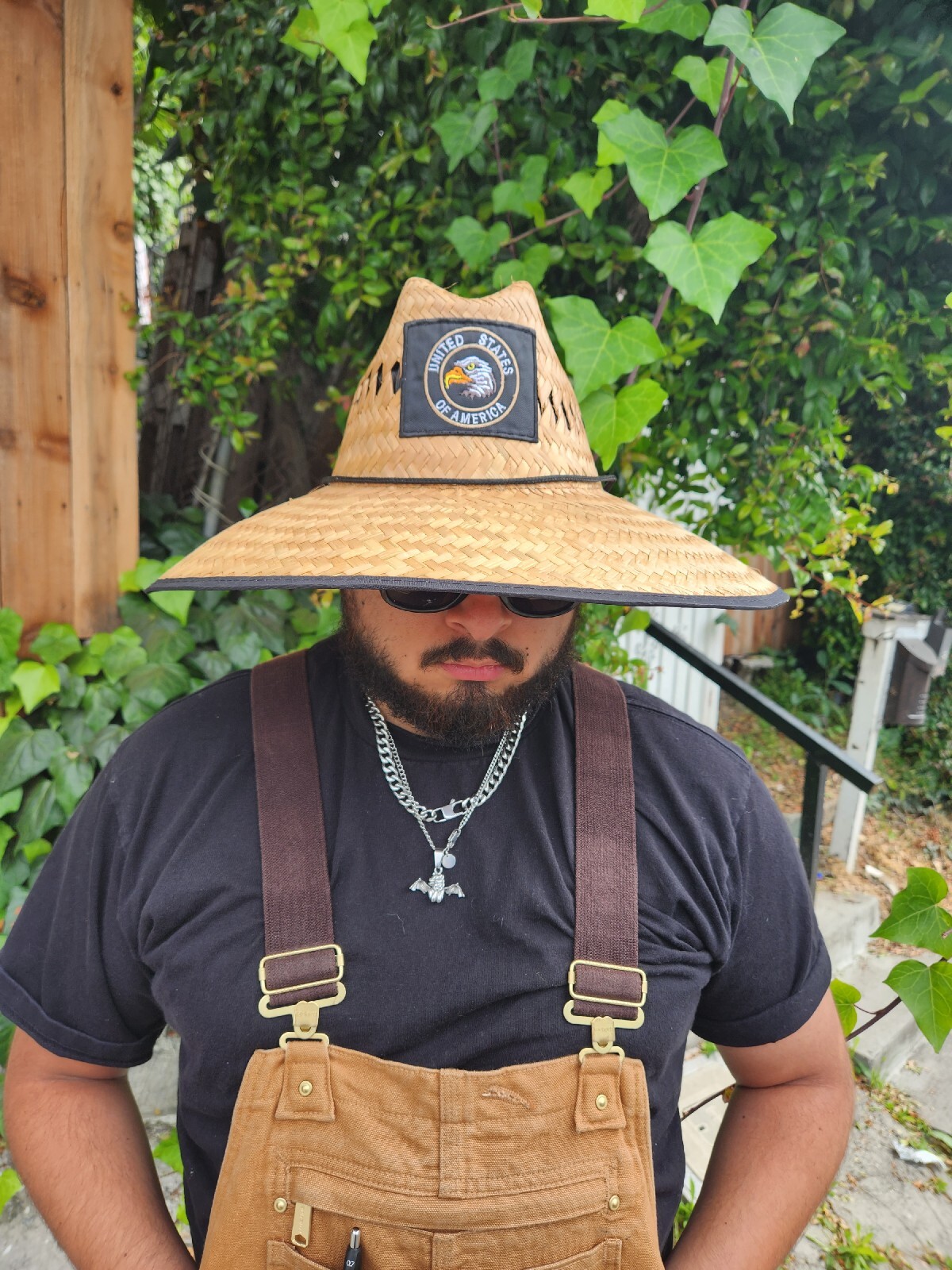 Wide Brim Straw Summer United States of America PATCH Sombrero