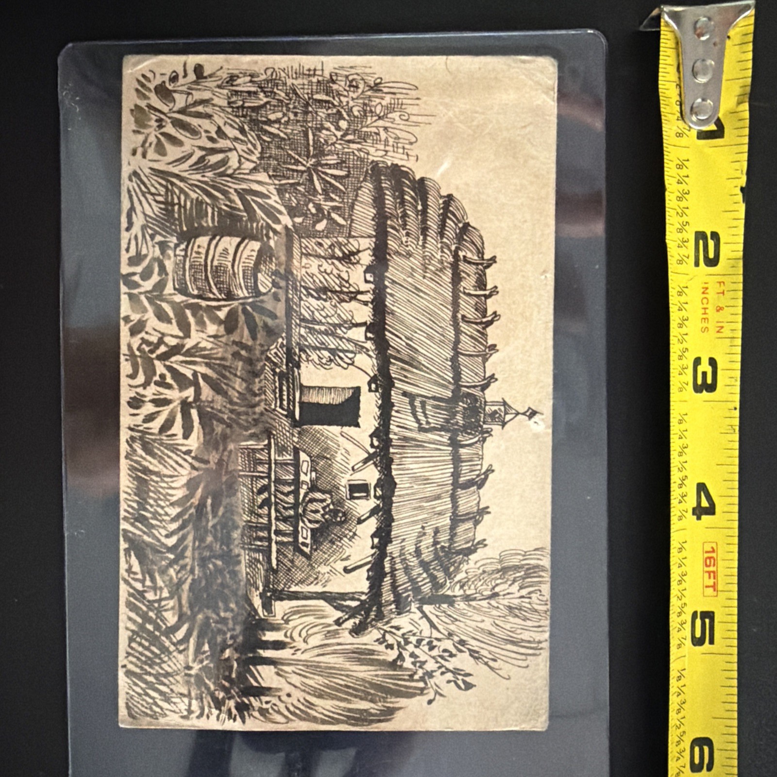 WWI GERMAN FELDPOST TRENCH ART FIELD POSTCARD - GALICIA AUSTRIAN VILLAGE - 1914