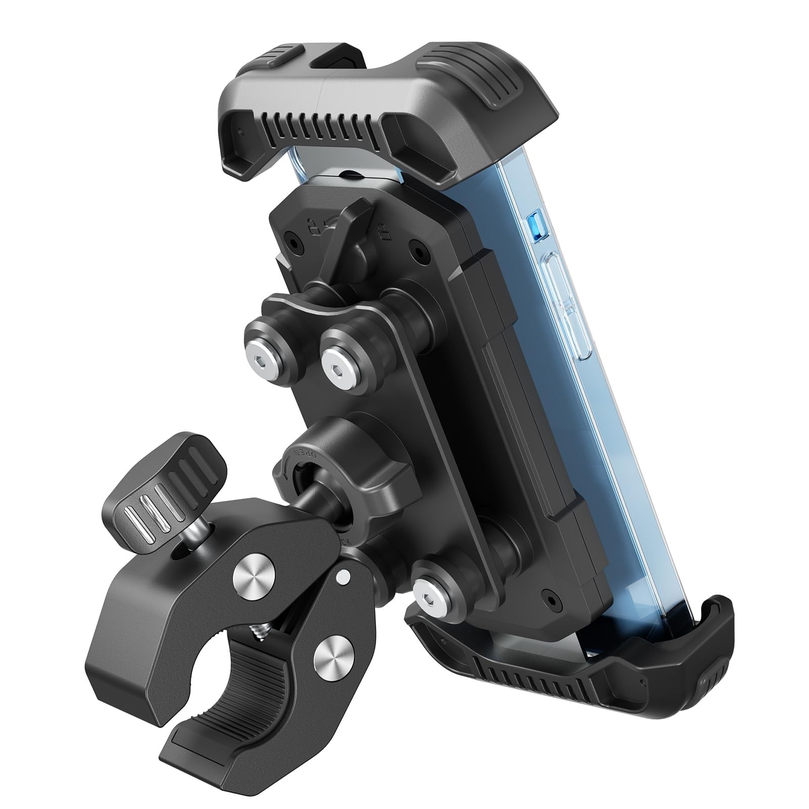 Motorcycle Phone Holder Mount Dual Anti Vibration Adjustable Stand