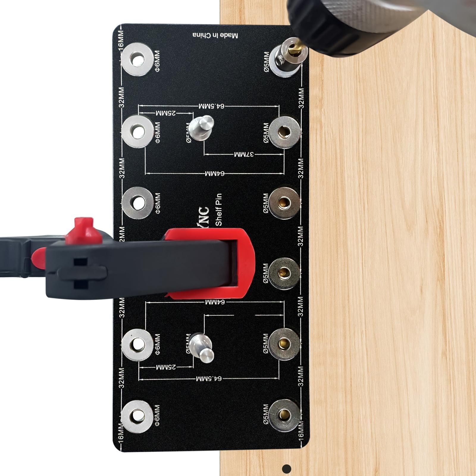 Shelf Pin Jig for 6mm & 5mm, Aluminum Alloy Shelf Pin Drilling Jig Drill Guid...