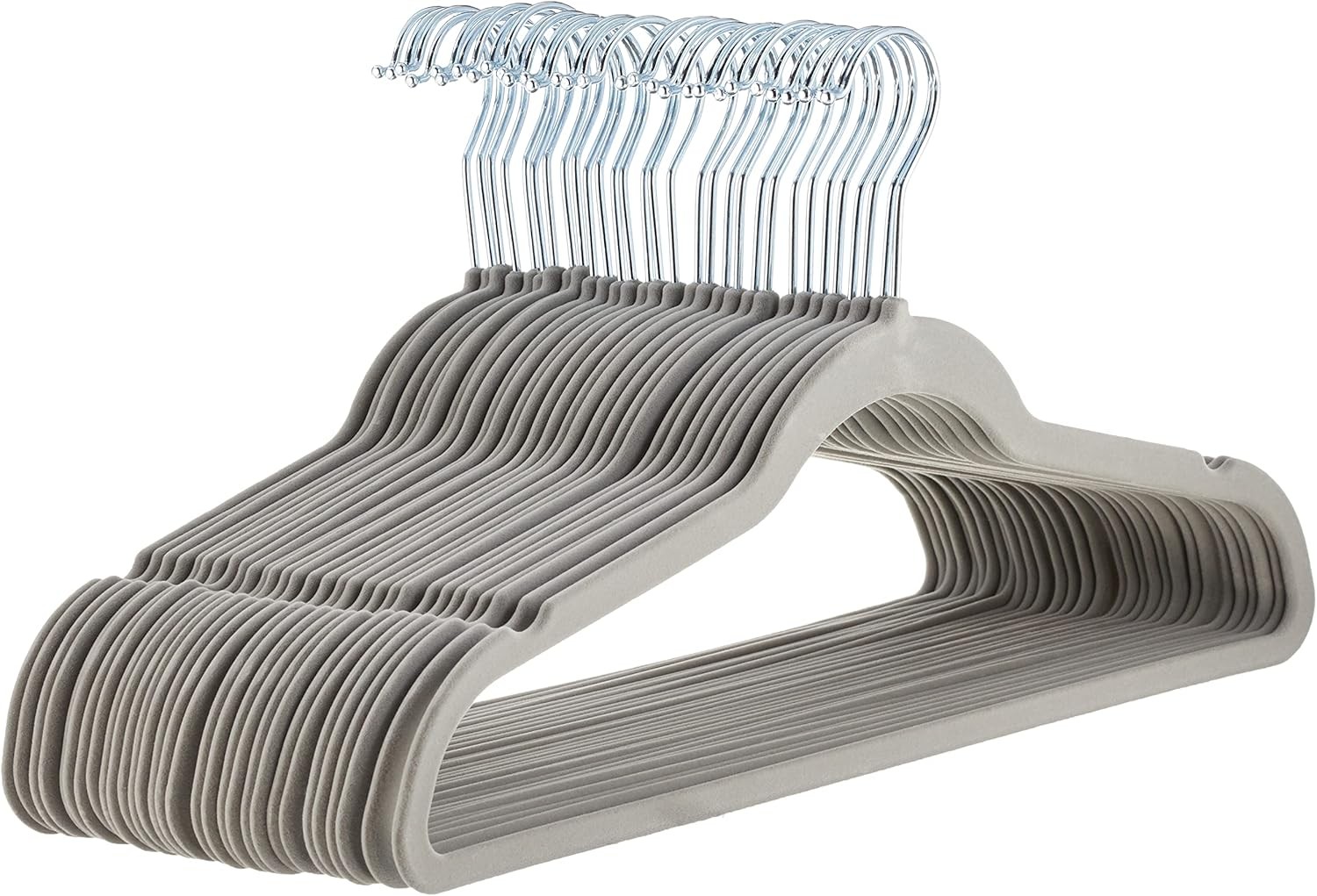 Slim Velvet Non-Slip Suit Clothes Hangers Gray/Silver Pack of 30