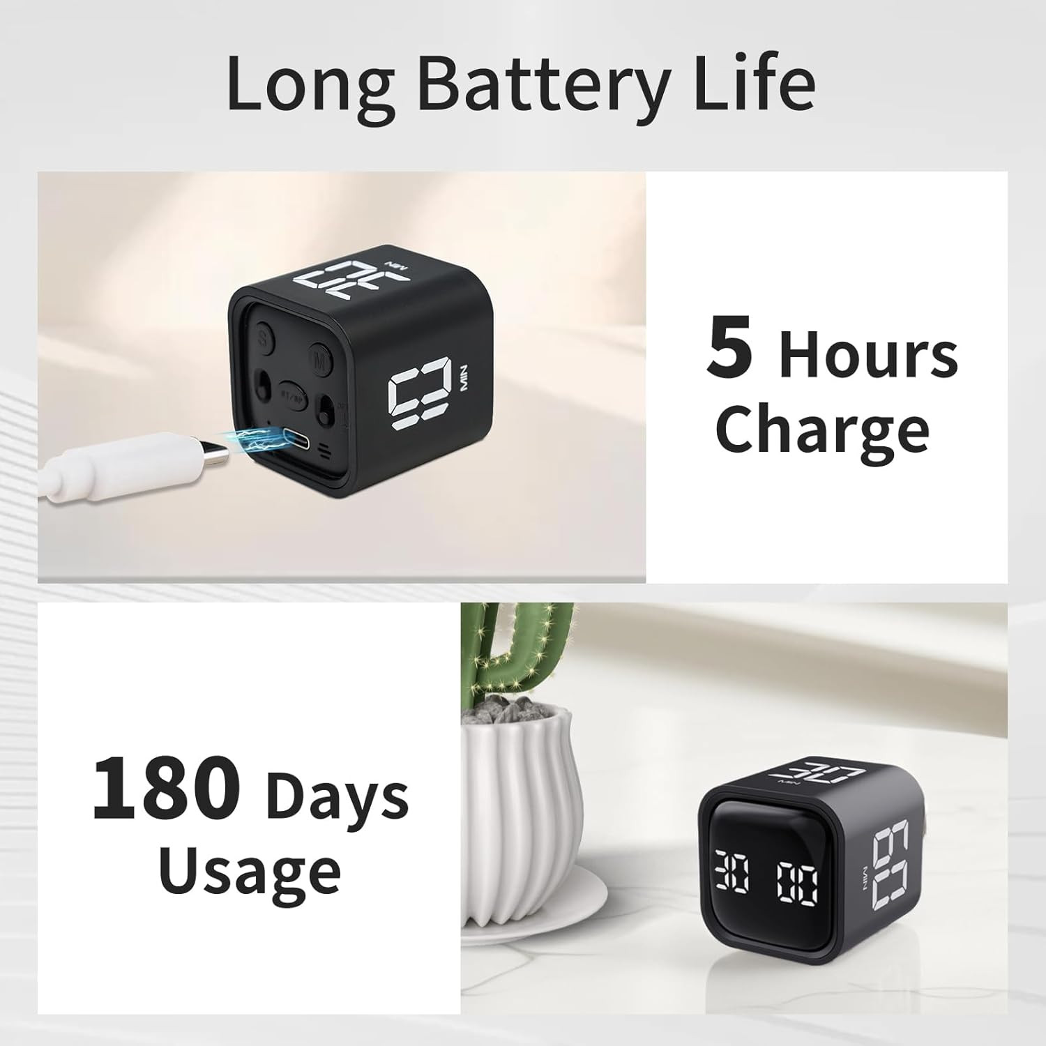 Productivity Timer Flip Gravity Sensor Cube Timer Countdown & Countup,Mute & Vib