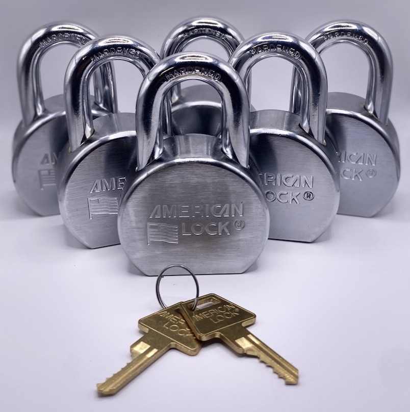 Lot of 6 American Lock 700 Series Padlocks Keyed Alike -New- 2 Keys - Commercial