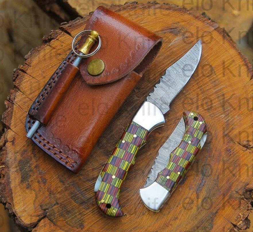 Premier Handmade Pocket Knife Damascus Folding knife Gift for Outdoor Sport
