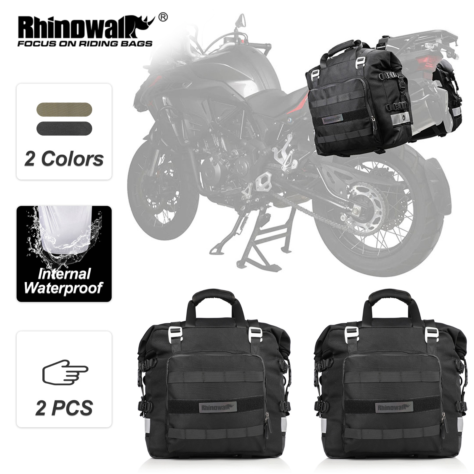 Rhinowalk 2Pcs Motorcycle Double Side Bag 20L Motor Quick Release Saddle Bag