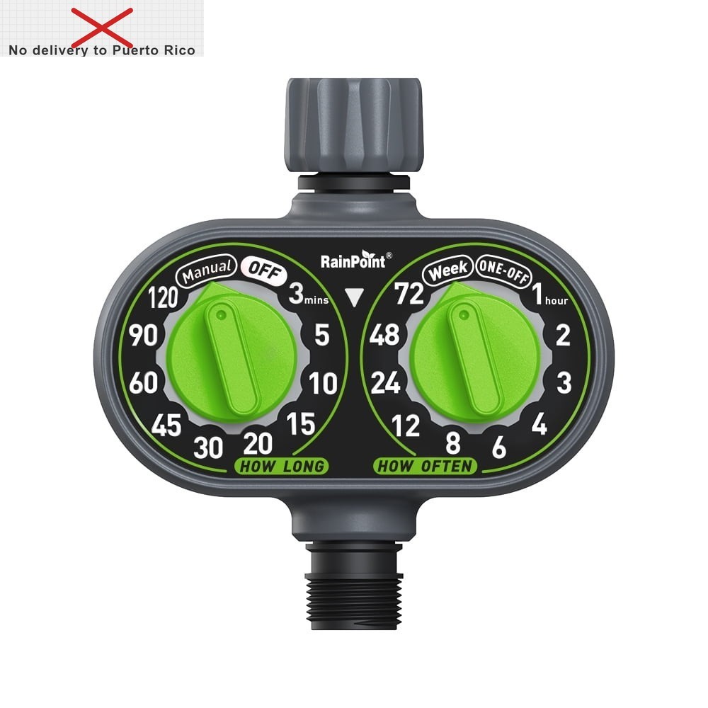 Automatic 2 Dial Programmable Hose Sprinkler Timer, Weatherproof Outdoor Water