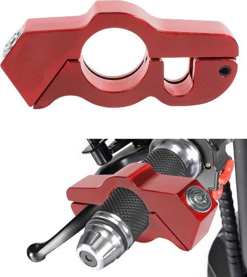 Motorcycle Lock, Heavy Duty Anti-Theft Bike HandlebarLock, Car Acc Color: Red