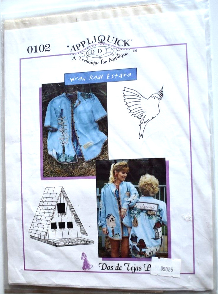 APPLIQUIK DDT WREN REAL ESTATE   APPLIQUE  PATTERN # 0102   NEW UNCUT  VINTAGE