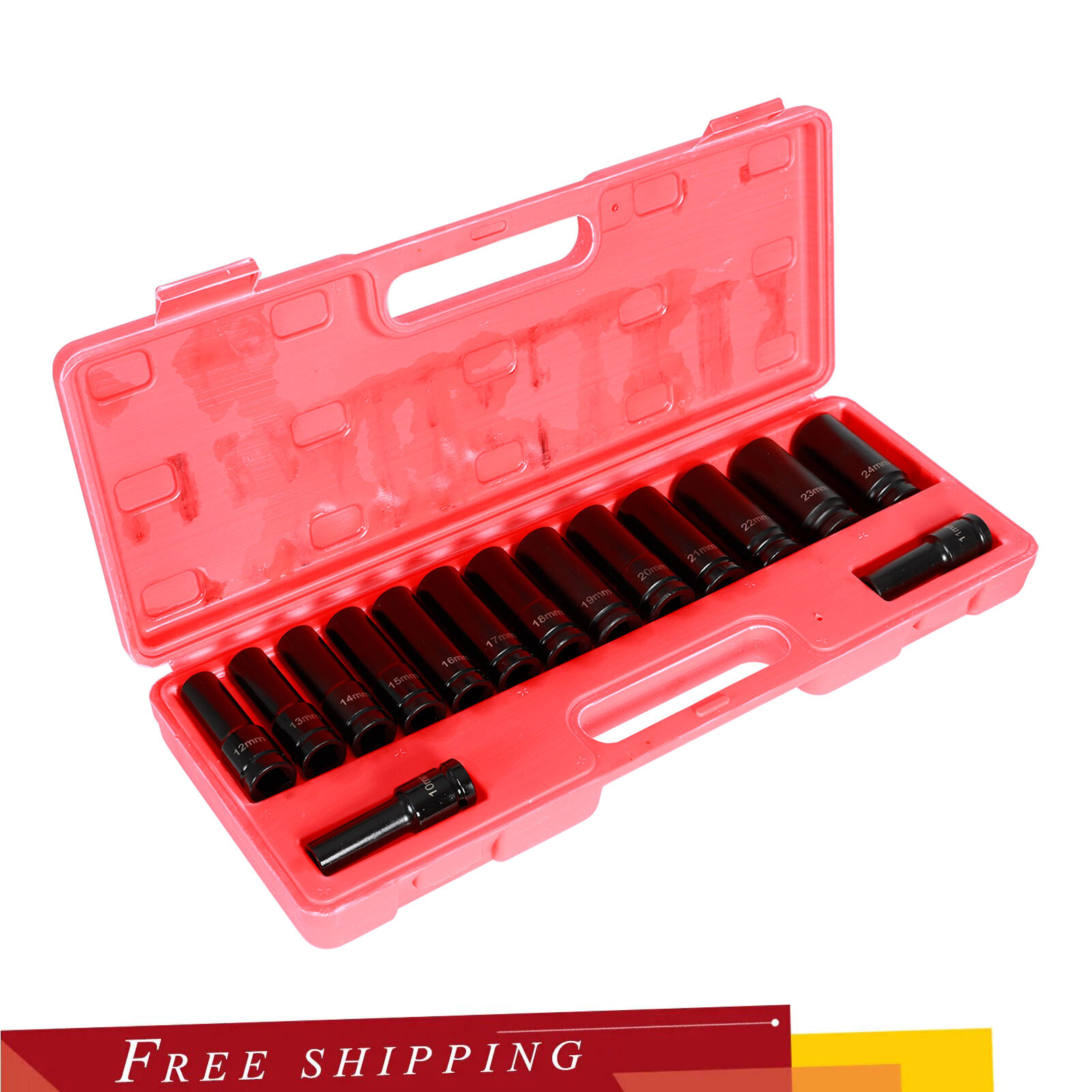 1/2” DRIVE DEEP IMPACT SOCKET SET METRIC 6 Pt 10-24mm 15PC FULL SET