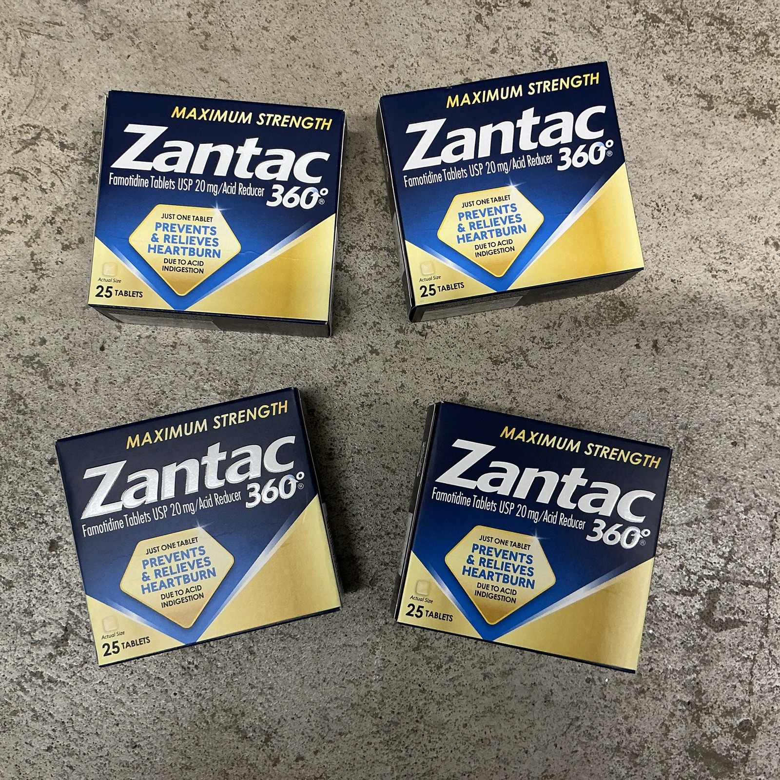 4-PACK ZANTAC 360 Maximum Strength Acid Reducer 25Ct. ea. 100Ct. total