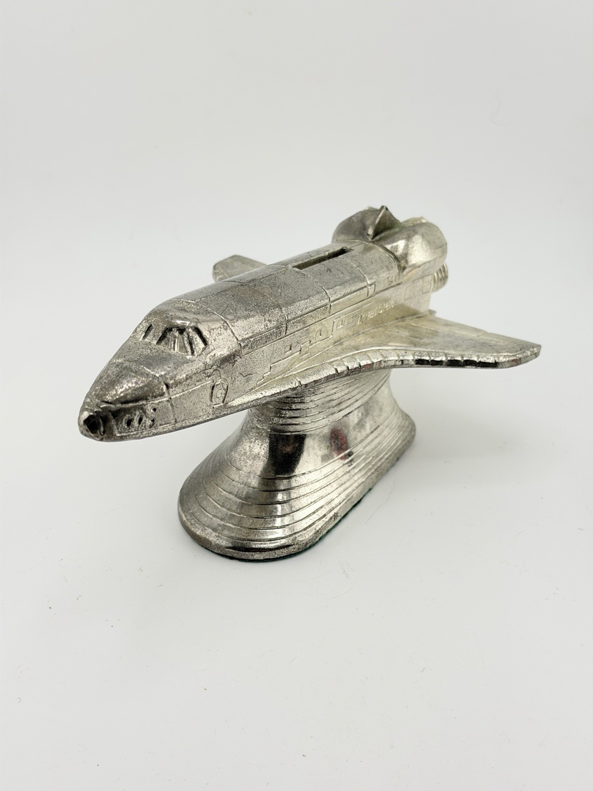 Vintage Metal Space Shuttle Columbia Coin Bank NASA USA 7” Desk Model