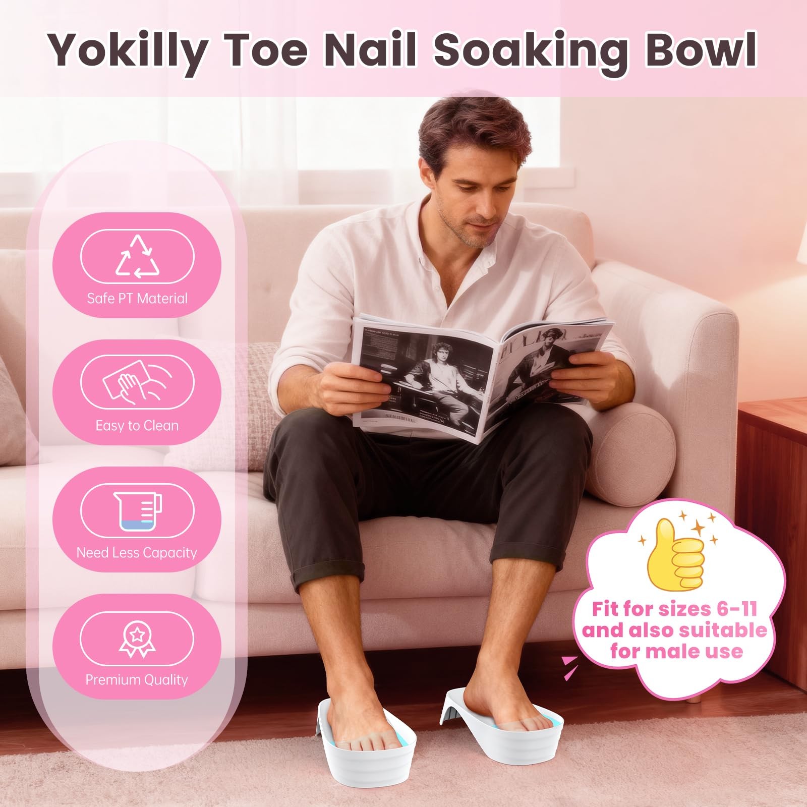 Toe Nail Soaking Bowl: Large Size Acetone Proof Toe Soaking Tray for DIY enth...