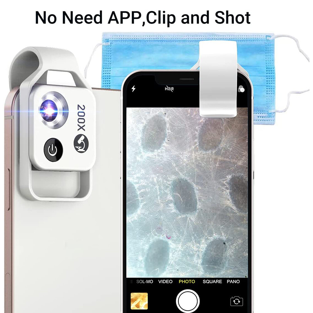 Mini Microscope with CPL Lens Led Light 200x Micro for iPhone Android Cell Phone