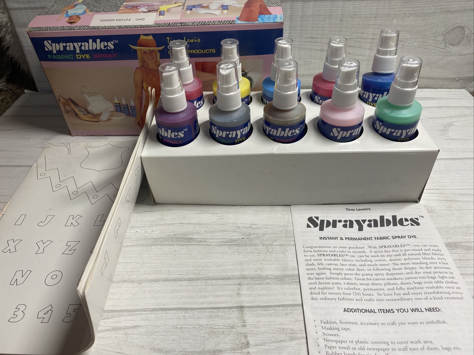 QVC Tina Lewis VTG  Sprayables Craft Dye Kit Fabric Spray Dye 10 Colors