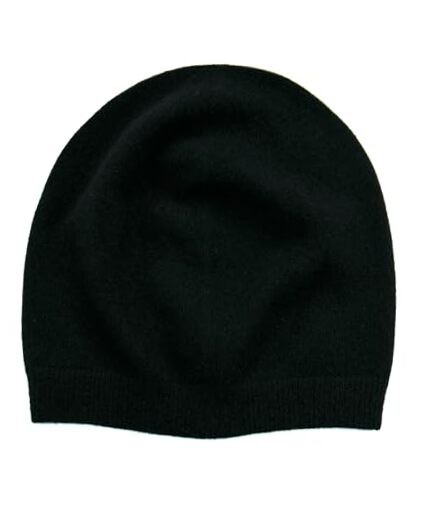 100% Pure Cashmere Beanie Unisex Skull Cap Lightweight Hat One Size Black