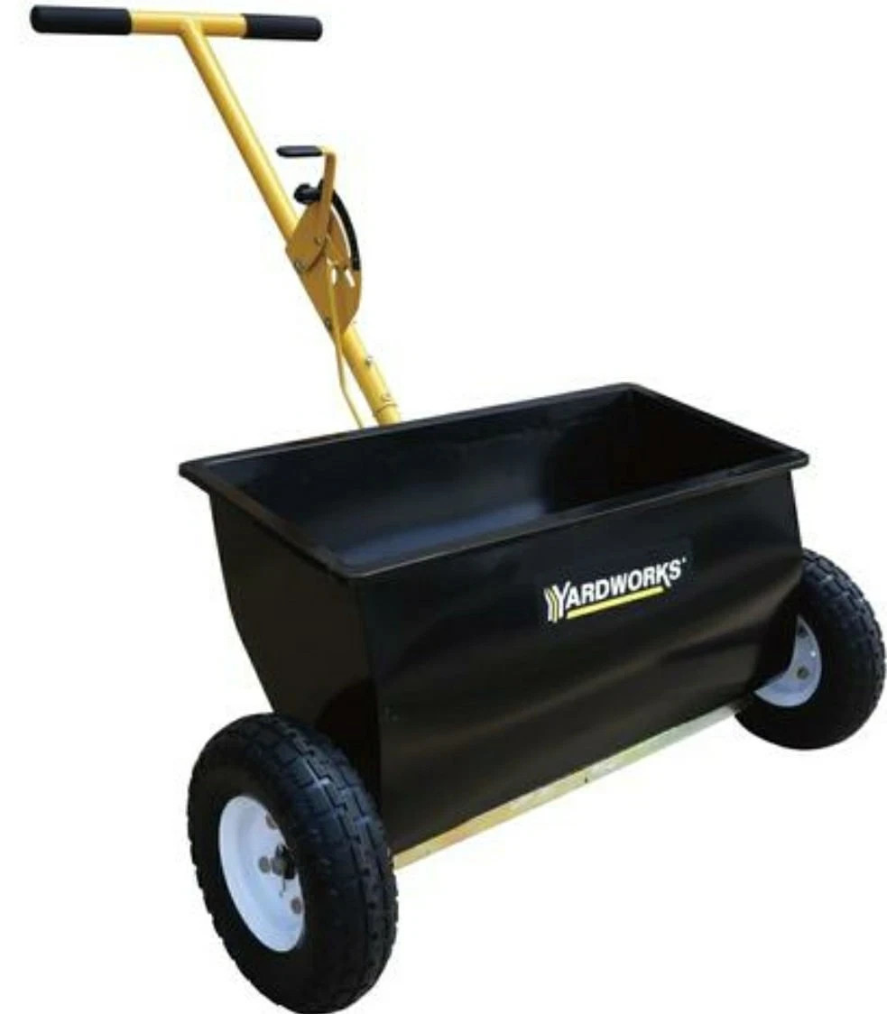 All Season 75LB Large Push Drop Spreader Hopper Fertilizer Grass Seed Ice Melt