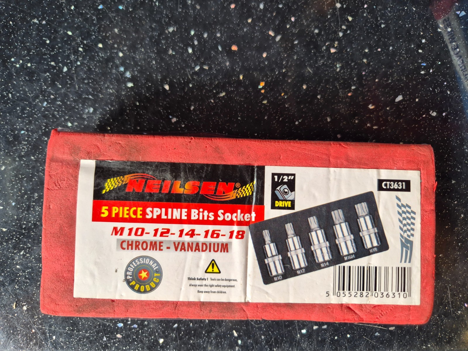 Neilsen Spline Bit Set 5pc 1/2" Drive