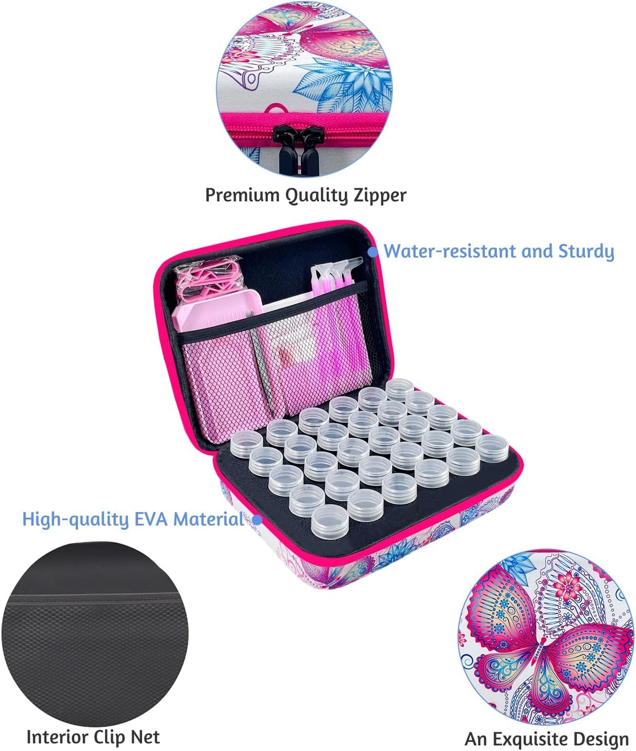 Diamond Painting Storage Containers 30 Slots Pink Case