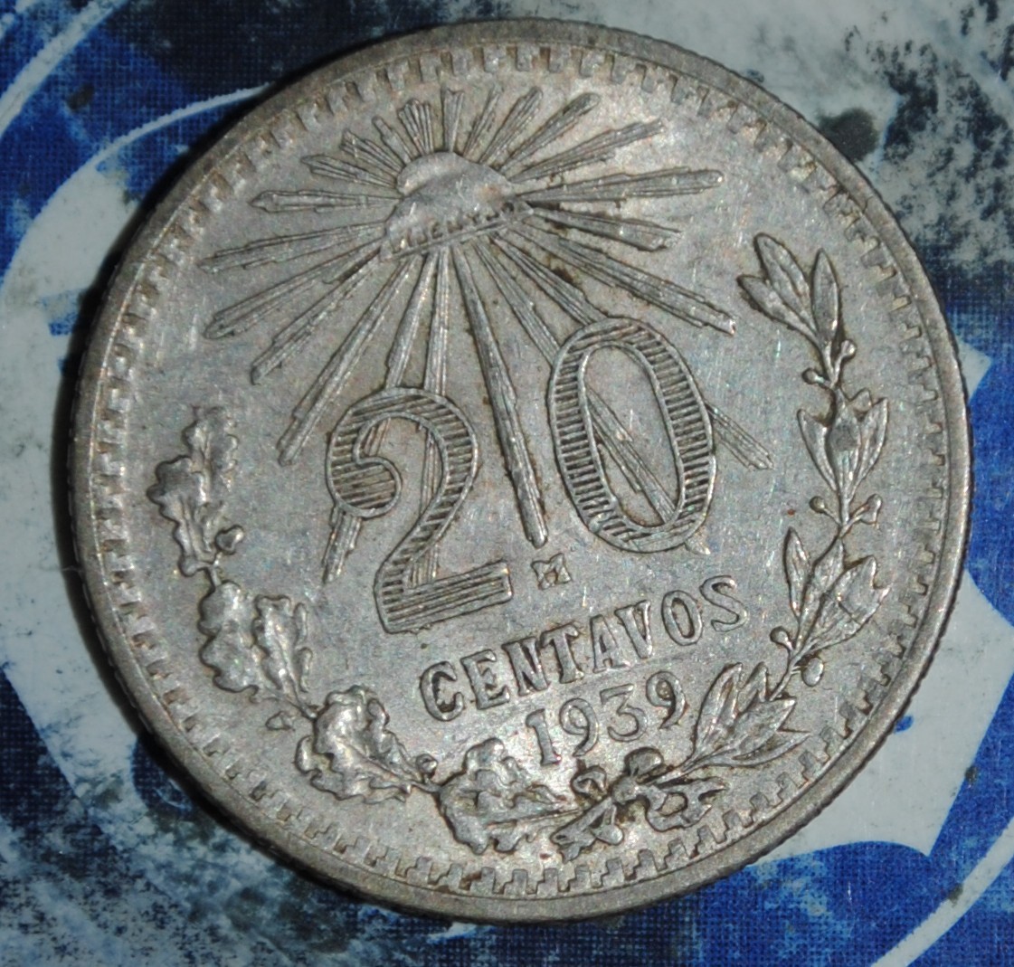 MEXICO Silver 20 Centavos 1939 {{{D011