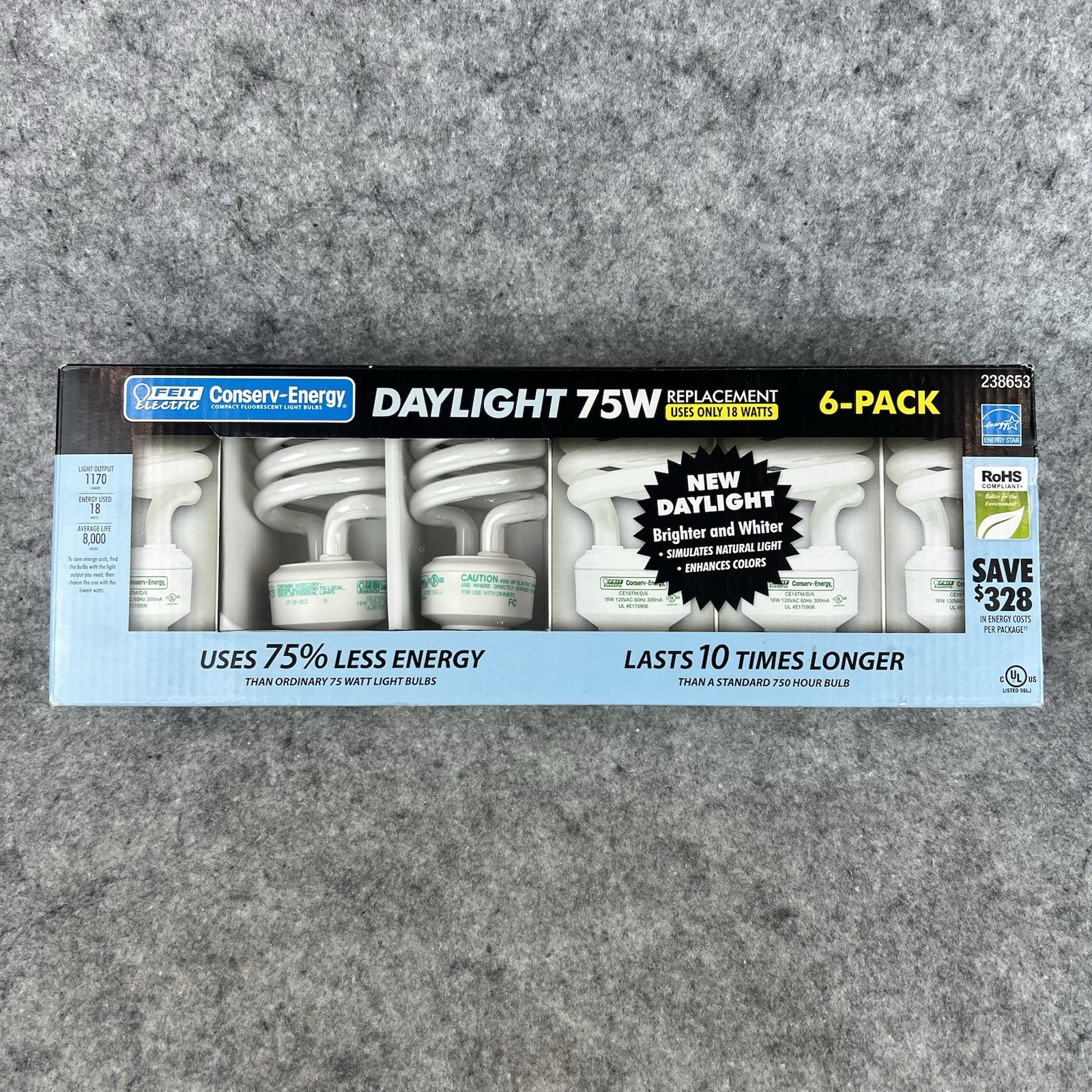 Feit Electric Conserv-Energy Daylight 75W Equivalent 18W CFL Bulbs 6-Pack 6500K