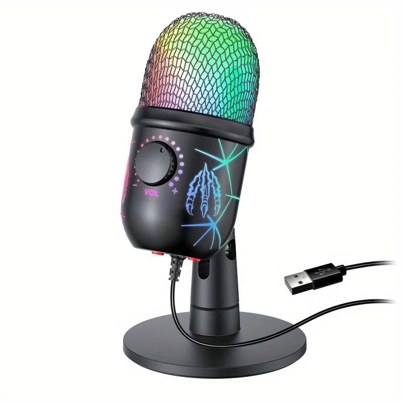 USB Condenser Microphone V5 Noise Cancelling Streaming Gaming Mic Stand