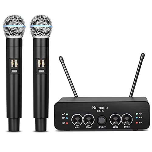 UHF Wireless Microphone System， Karaoke Microphone Wireless Mic Cordless BX9-S