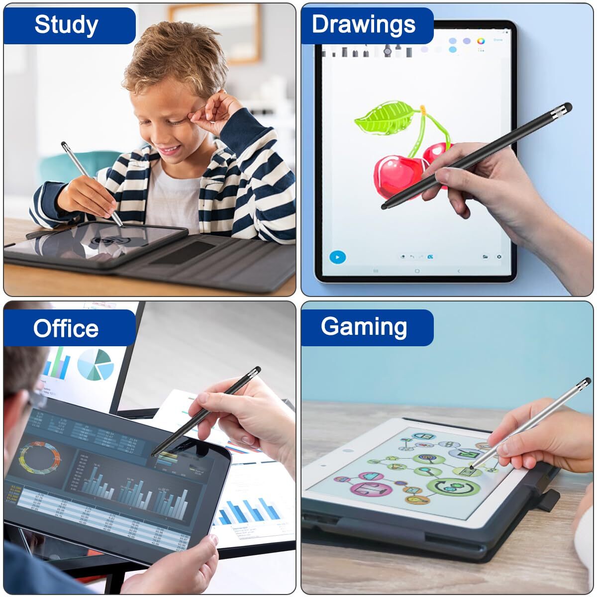 2PCS Stylus Pen Touch Screen Rubber Tip Styluses For iPad Tablet Android Phone