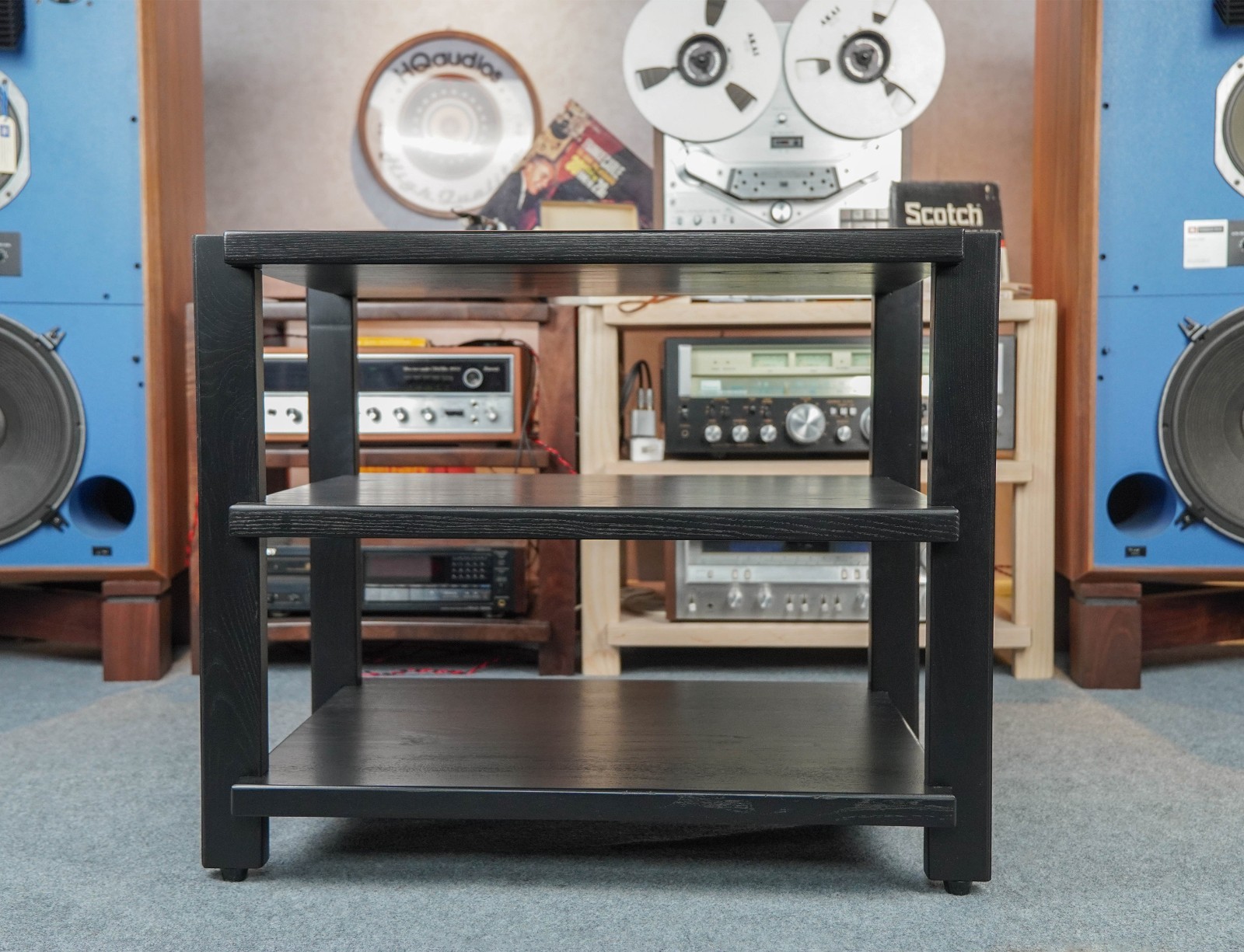 Black Wood Audio Rack – Solid Wood 3-Tier Hi-Fi Rack – 5-Year Warranty