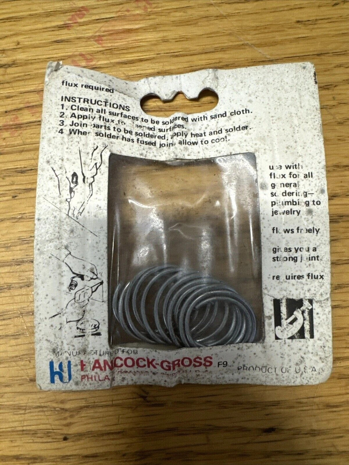 NOS Vintage Hancock Gross Solid Wire Solder .5 oz USA