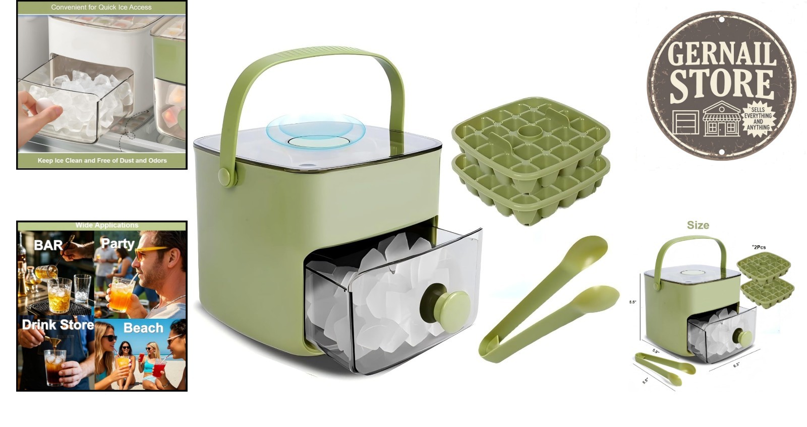 High-Capacity Ice Maker with One-Touch Release - Includes Storage Bin & Tongs