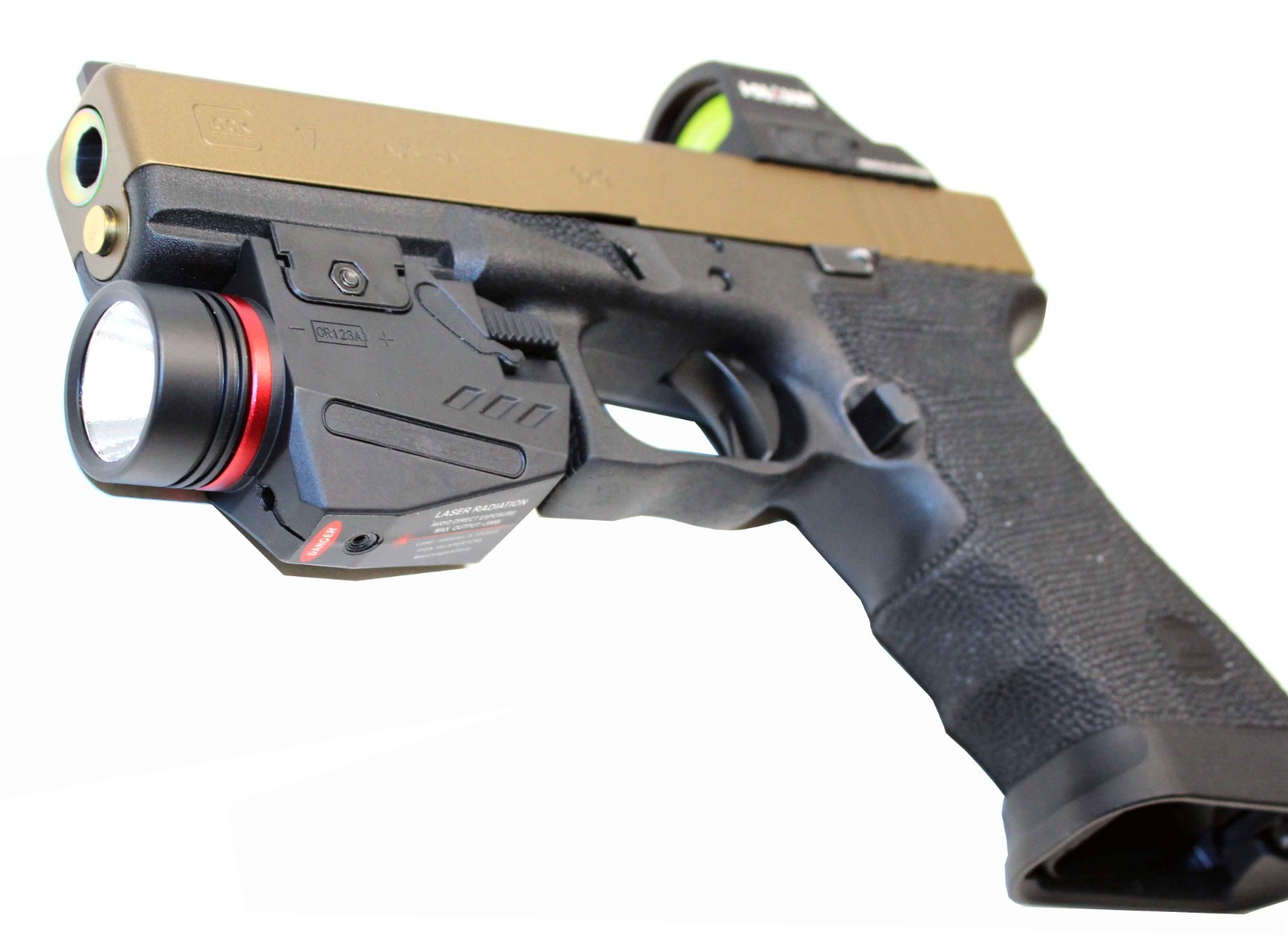 Tactical polymer flashlight and red laser combo for handguns glock cz smith&wess