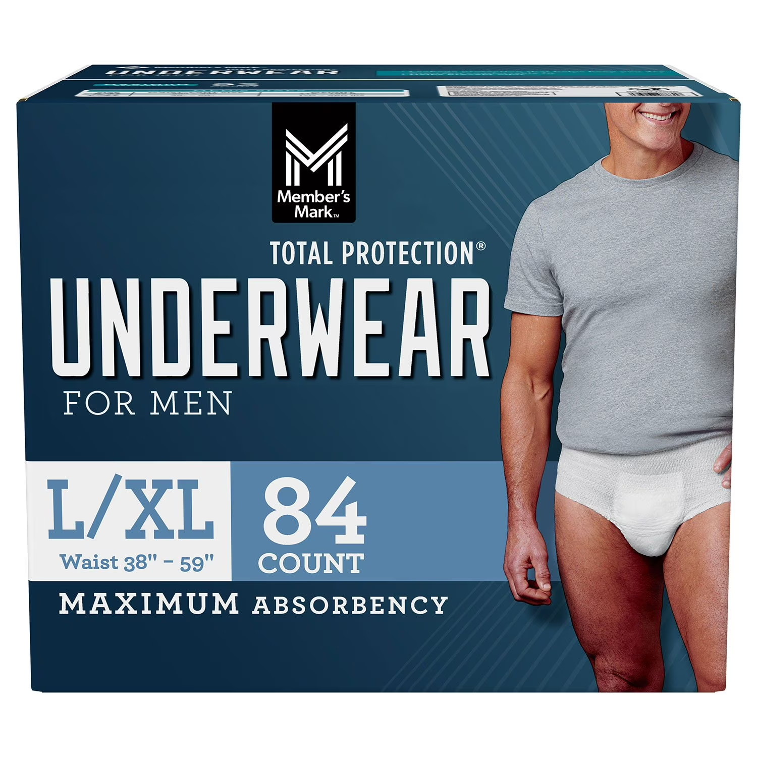 Member's Mark Total Protection Underwear for Men L/XL 84 Ct Incontinence