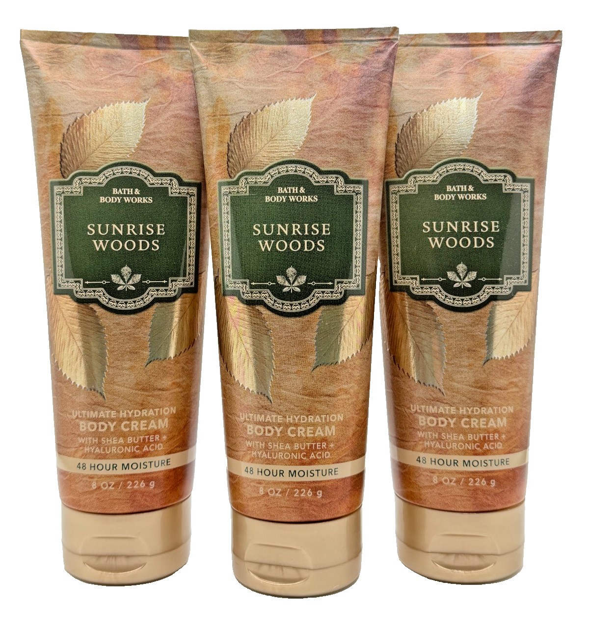 NEW Bath & Body Works Lot of 3 Tubes Sunrise Woods Hydrating Body Cream 8 oz