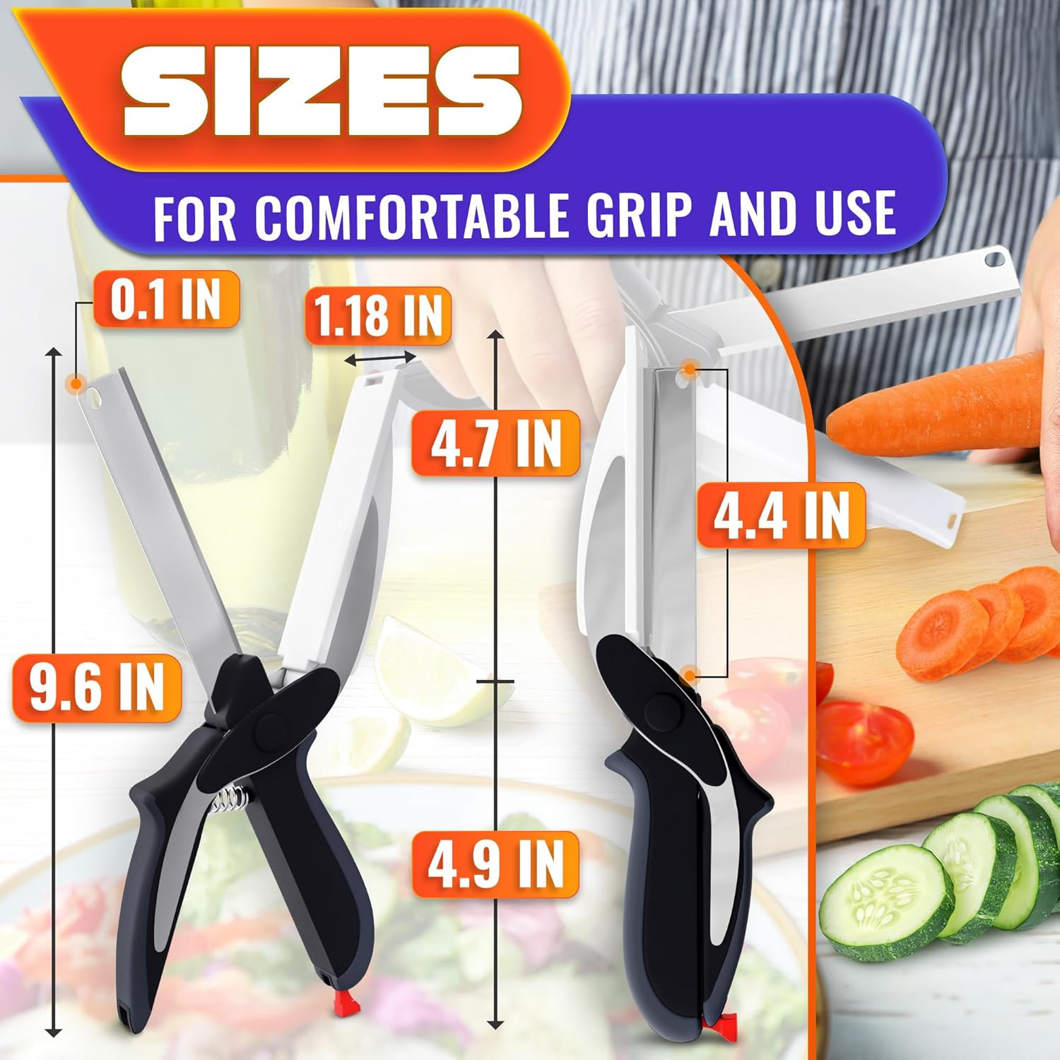 Cutting Board Scissors - Smart Kitchen Scissors with Cutting Board Vegetable Sci