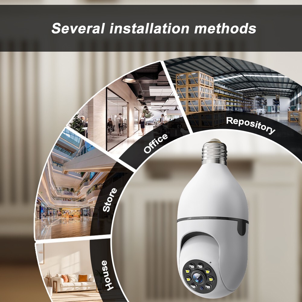 Light Bulb Camera 5MP IP 360° CCTV Camera WiFi IR Smart Home Wireless Security