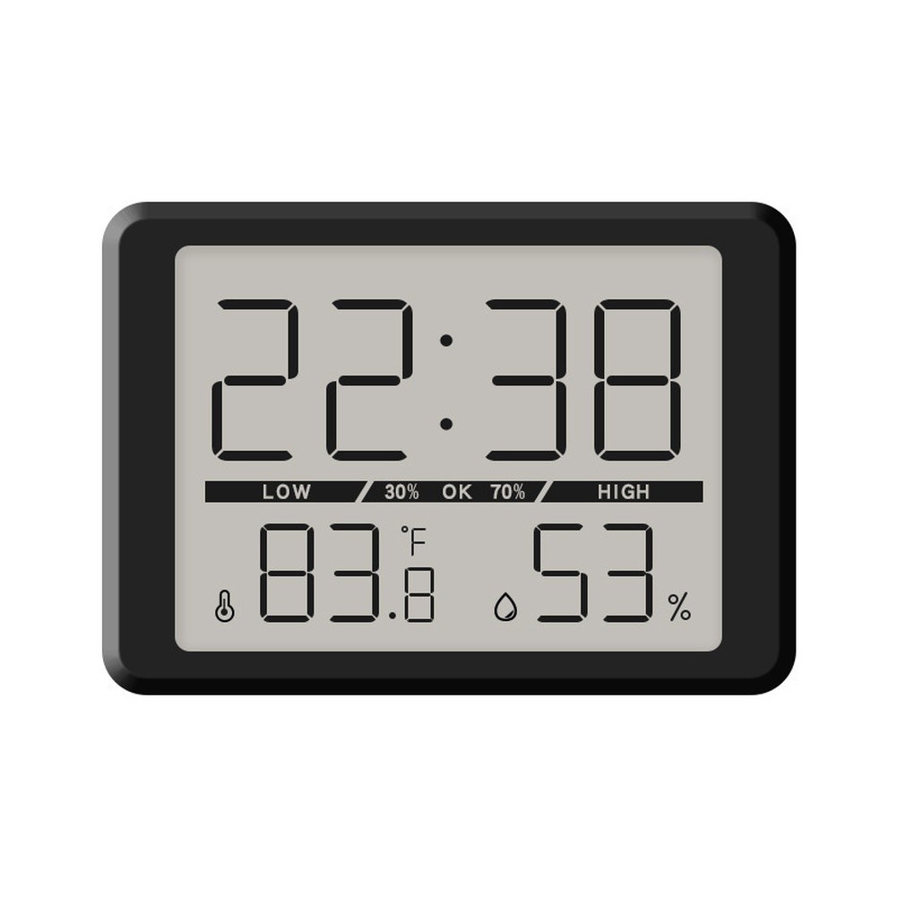 Digital LCD Wall Clock with Magnetic Mount Temp Humidity Display 10mm Profile