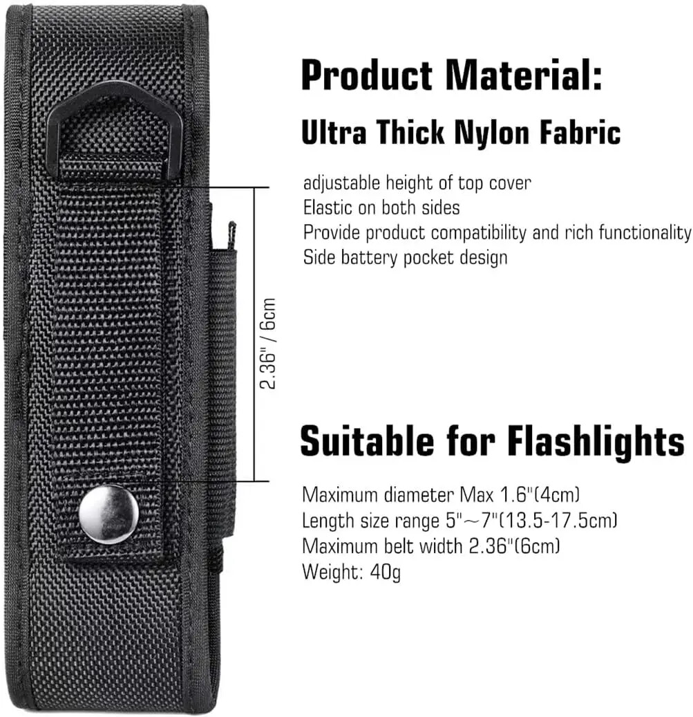 YONCONO Flashlight Holster Molle Tactical Torch Cover Case Nylon Adjustable LED