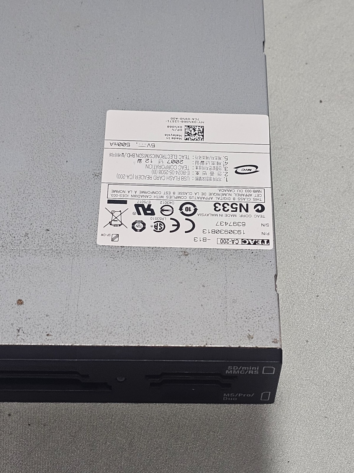 Teac CA-200 USB Multi Slot Media Card Reader Module 0XN068 w/ C