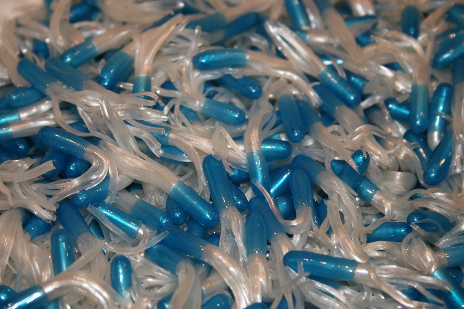 40 pk 1.5" Blue / White Crappie Fishing Tube Jig Skirts Perch Bluegill Bream
