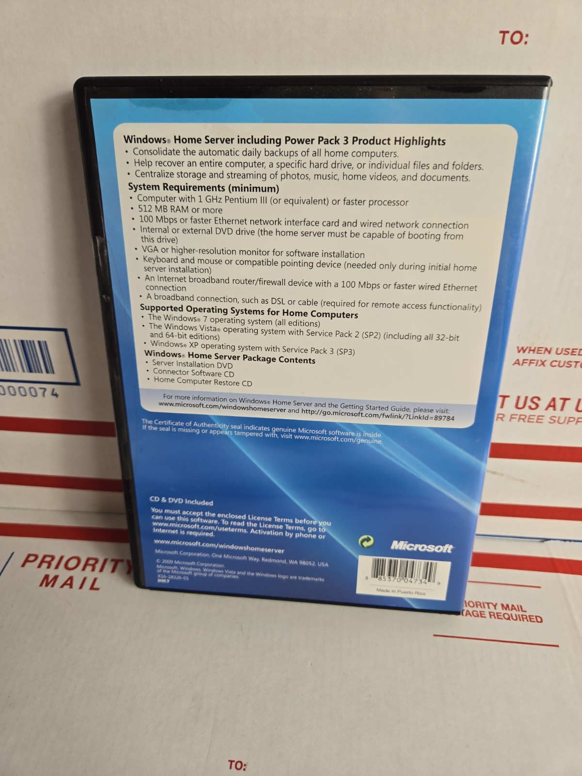 NEW-Windows Home Server 2009 OEM Software DVD with Product Key