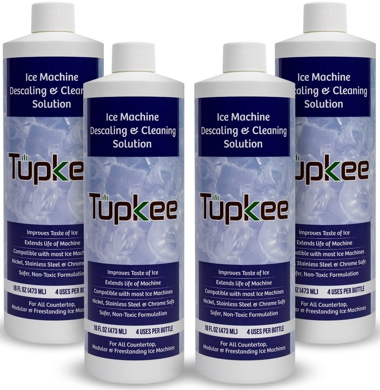 Tupkee Ice Machine Cleaner Nickel Safe, 16oz Ice Maker Cleaner, Universal 4 Pack
