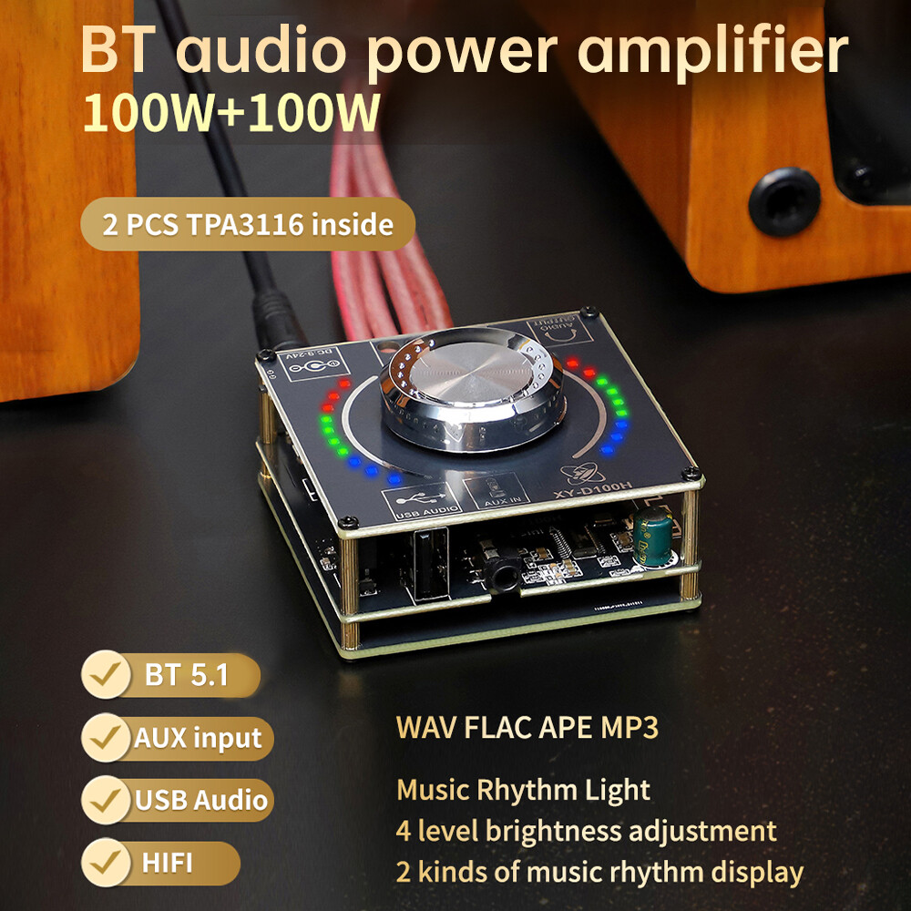 HIFI Stereo Bluetooth Amplifier Board 100W*2 Dual Channel Audio Amplifier Module