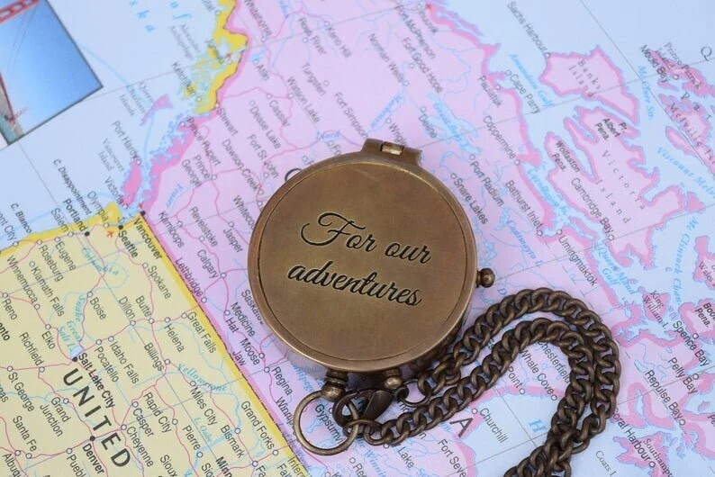 PERSONALIZED COMPASS, Nautical Compass, Working Compass, leather Pouch included
